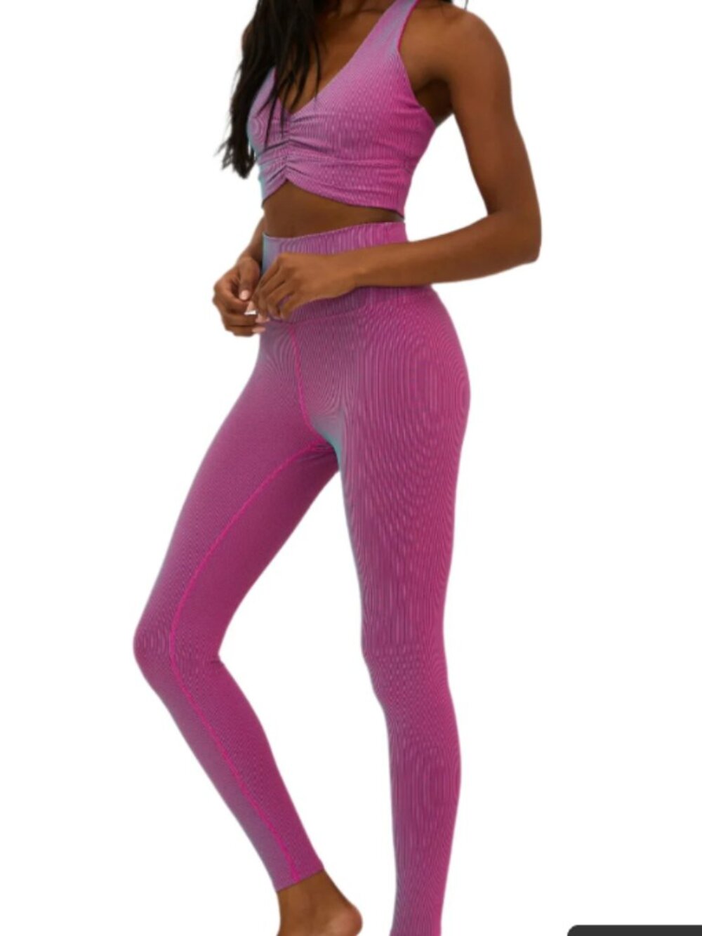 Beach Riot - Two Tone Ribbed Workout Set - Leggings Size M; Bra Size XS